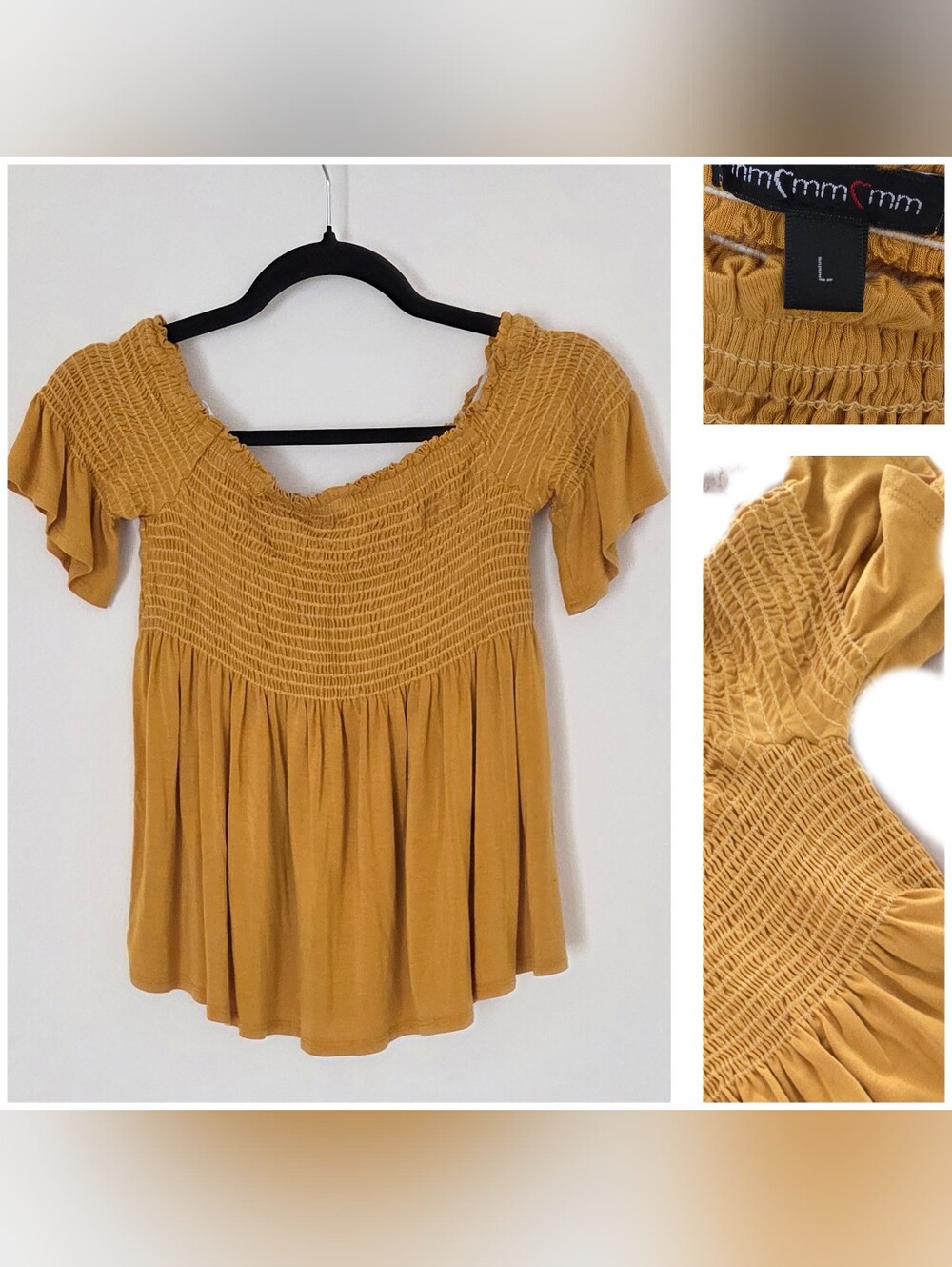 Mustard Smocked Top
